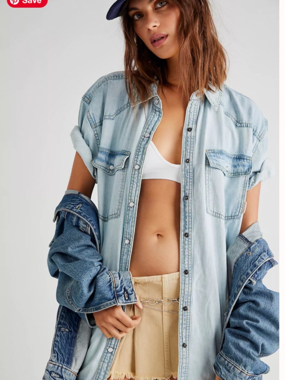 We The Free The Short of It Denim Top SZ M